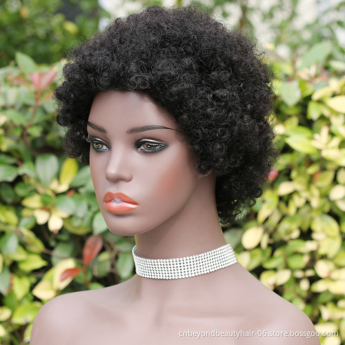short human hair pixie wig full machine made human hair wigs kinky curly for black women